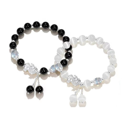 Couple Natural Cat's Eye Moonstone Bracelet