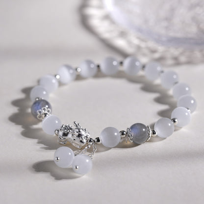 Couple Natural Cat's Eye Moonstone Bracelet