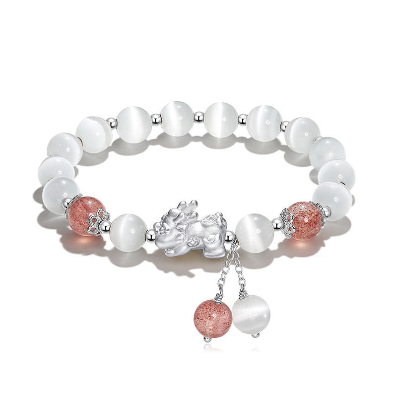 Couple Natural Cat's Eye Moonstone Bracelet