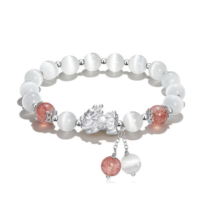 Couple Natural Cat's Eye Moonstone Bracelet