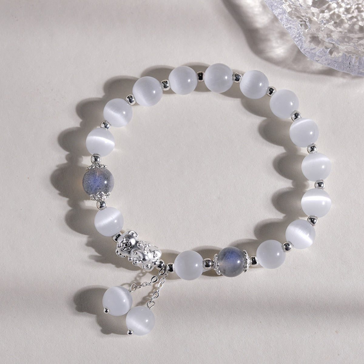 Couple Natural Cat's Eye Moonstone Bracelet