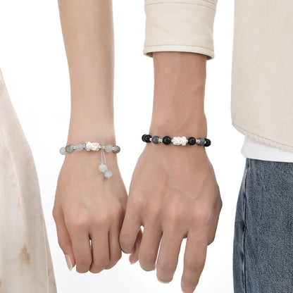 Couple Natural Cat's Eye Moonstone Bracelet