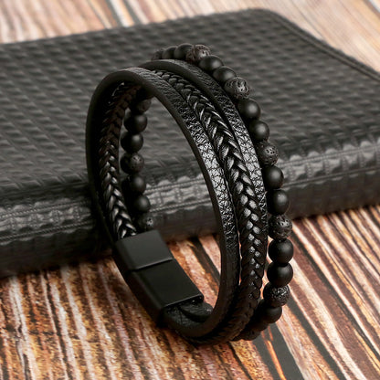 Tiger Eye Beaded Leather Bracelet