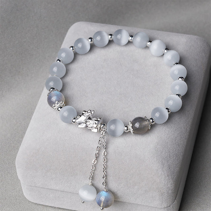 Couple Natural Cat's Eye Moonstone Bracelet