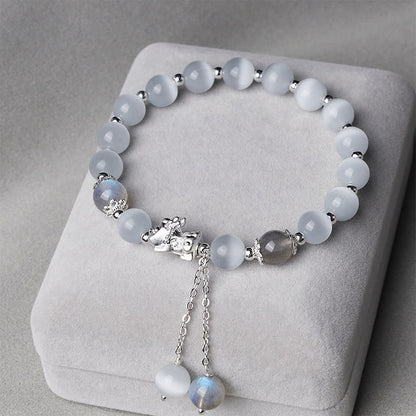 Couple Natural Cat's Eye Moonstone Bracelet